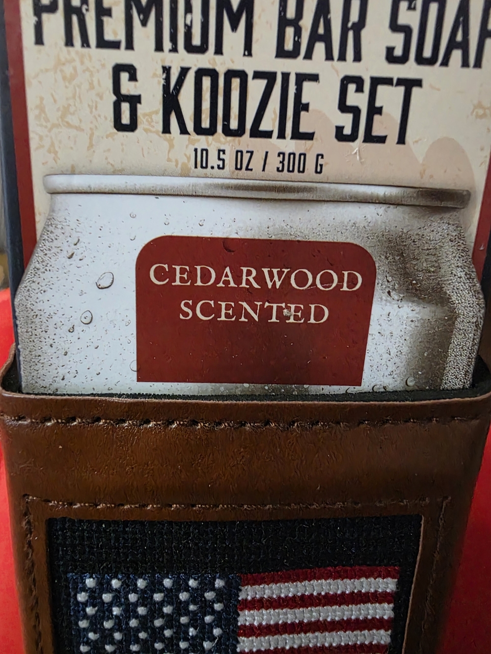 Cedarwood Scented Premium Bar Soap & Koozie Set
